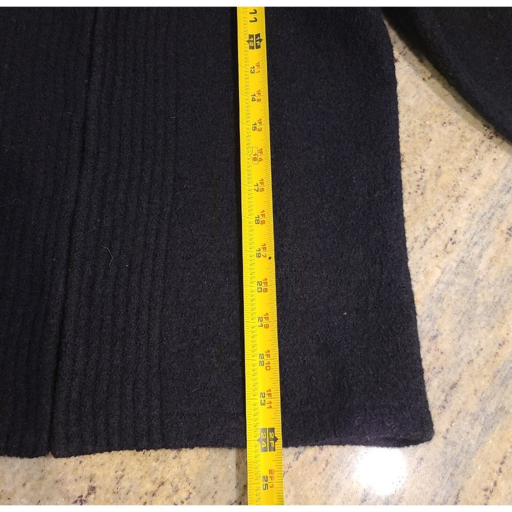 VINTAGE Paraphrase Sweater Women Sz M Wool V Neck Knit Black Collared Ribbed - Picture 5 of 15